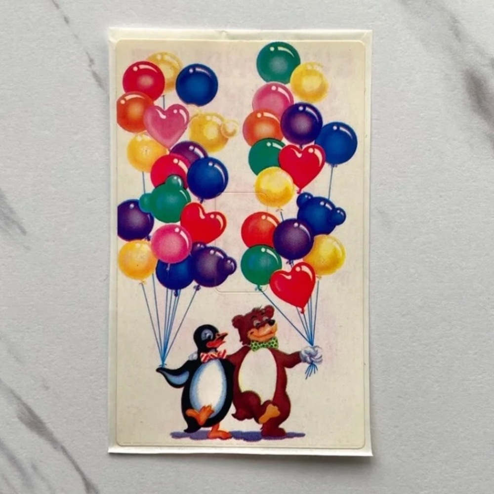 VTG Lisa Frank penguin & bear switchplate cover sticker